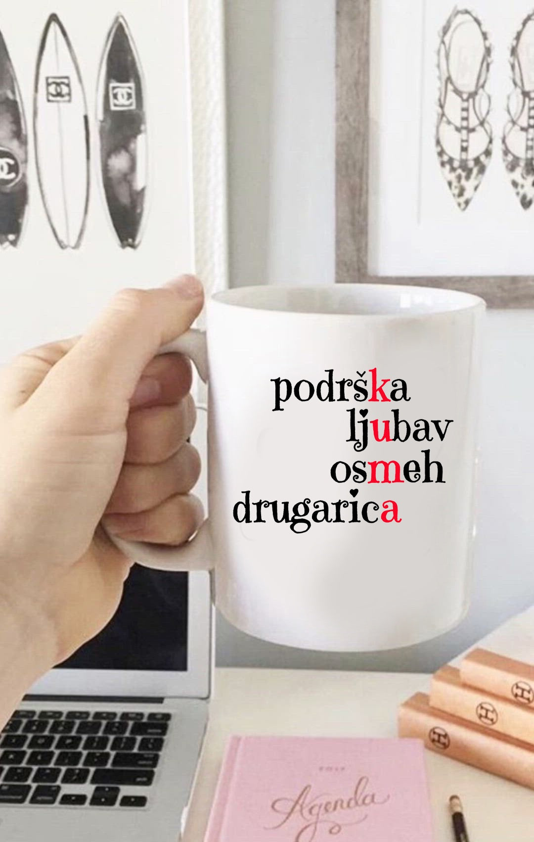 Podrška, ljubav, osmeh, drugarica - šolja