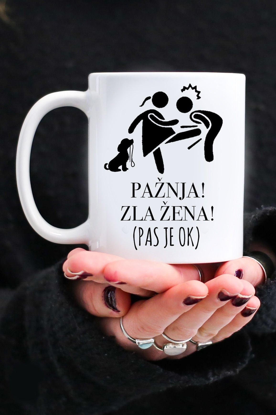 Pažnja! Zla žena! Pas je OK - šolja