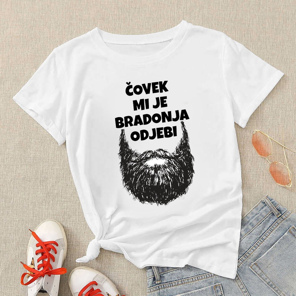 Čovek mi je bradonja, odjebi - ženska majica