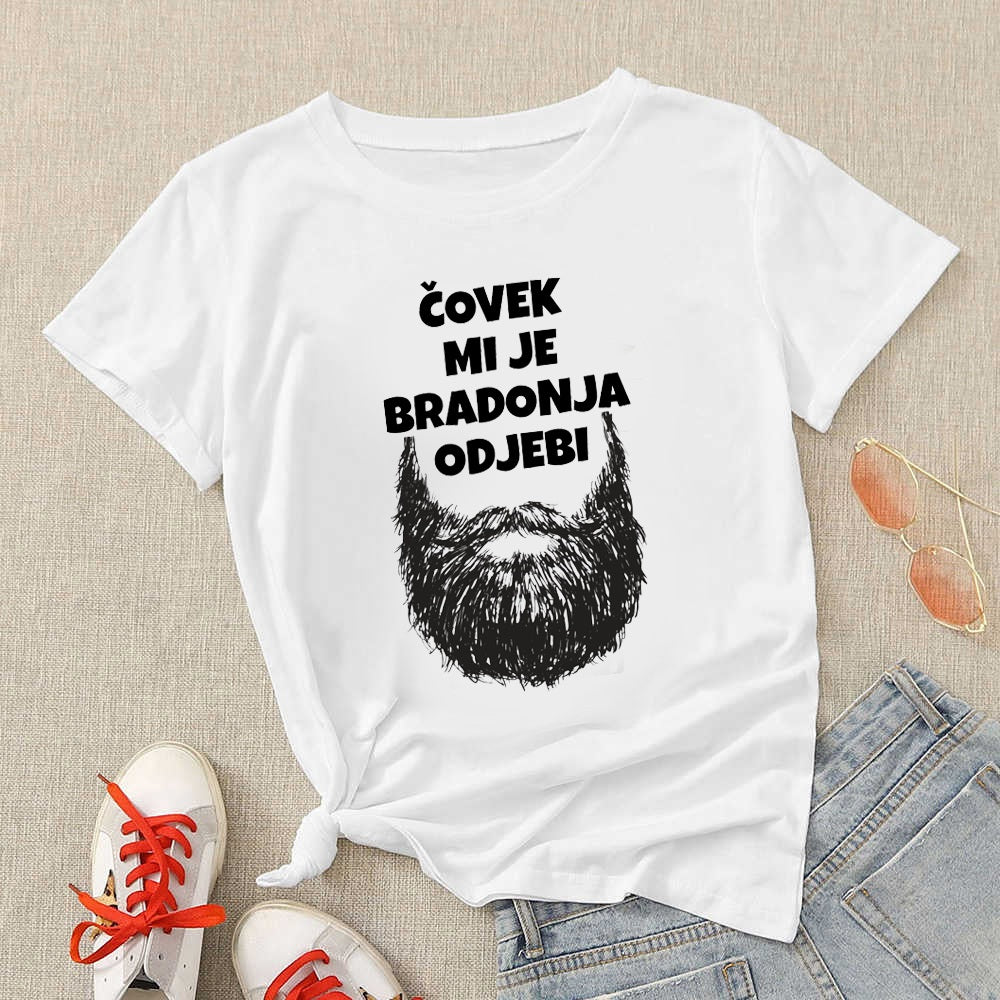 Čovek mi je bradonja, odjebi - ženska majica