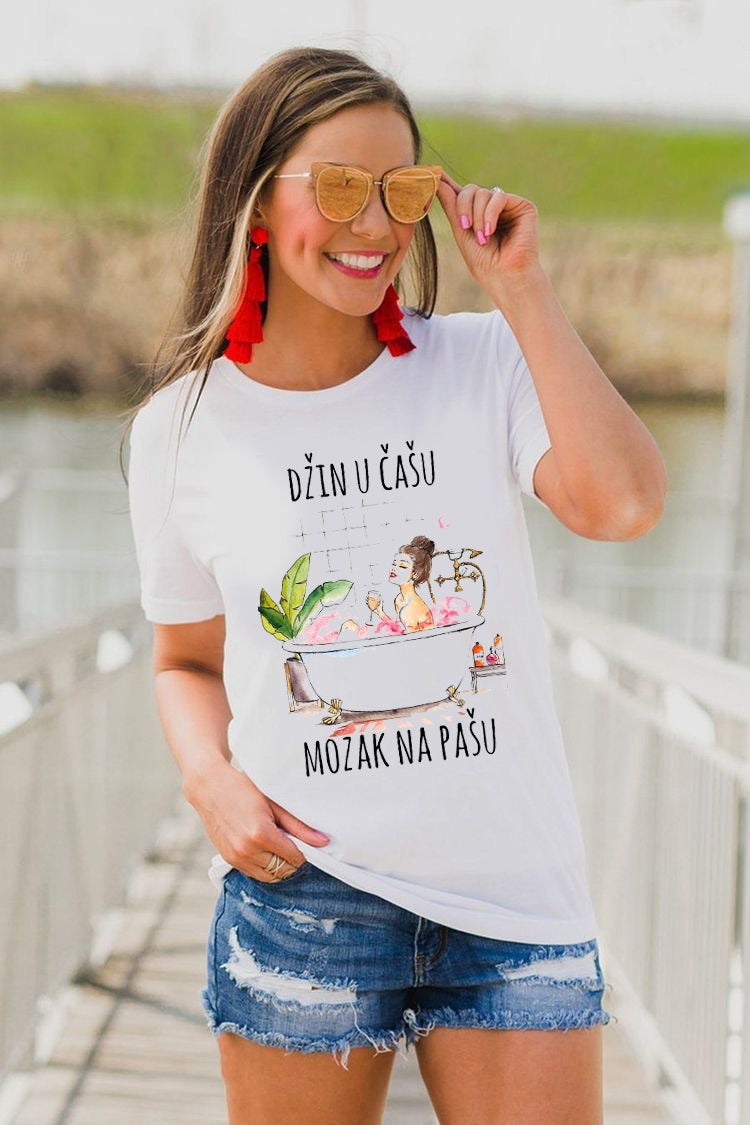 Džin u čašu, mozak na pašu - ženska majica